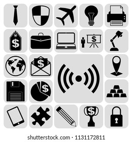 Set of 22 business high quality icons or symbols. Collection. Flat design. Vector Illustration.