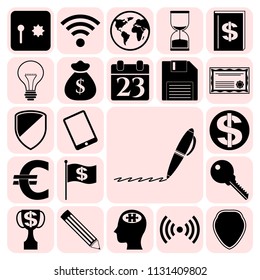 Set of 22 business high quality icons or symbols. Collection. Detailed design. Vector Illustration.