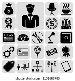 Set of 22 business high quality symbols. Collection. Flat design. Vector Illustration.