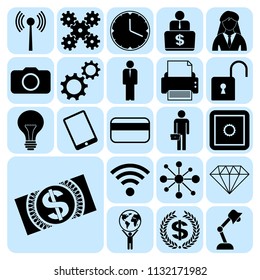 Set of 22 business high quality icons. Collection. Flat design. Vector Illustration.
