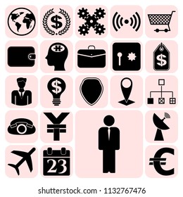 Set of 22 business high quality symbols or icons. Collection. Amazing desing. Vector Illustration.