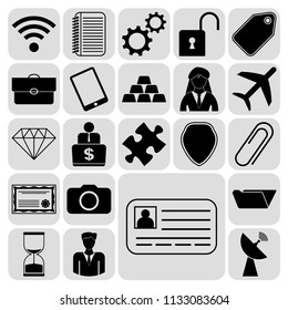 Set of 22 business high quality symbols or icons. Collection. Detailed design. Vector Illustration.