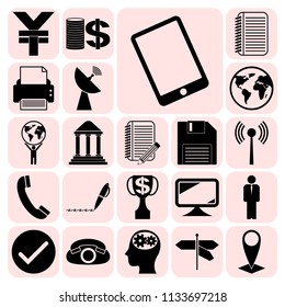 Set of 22 business high quality symbols or icons. Collection. Detailed design. Vector Illustration.