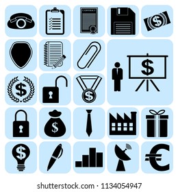 Set of 22 business high quality symbols. Collection. Flat design. Vector Illustration.