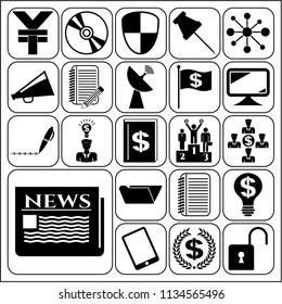 Set of 22 business high quality icons or symbols. Collection. Amazing desing. Vector Illustration.