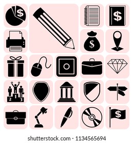 Set of 22 business high quality icons. Collection. Amazing desing. Vector Illustration.