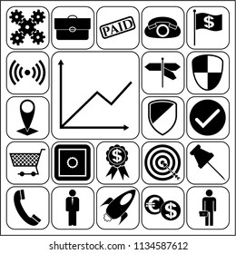 Set of 22 business high quality symbols. Collection. Flat design. Vector Illustration.