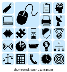 Set of 22 business high quality symbols or icons. Collection. Detailed design. Vector Illustration.