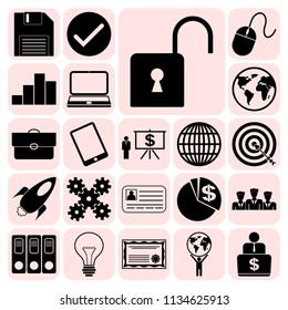 Set of 22 business high quality icons. Collection. Detailed design. Vector Illustration.