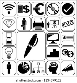 Set of 22 business high quality icons or symbols. Collection. Amazing desing. Vector Illustration.