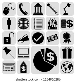 Set of 22 business high quality icons or symbols. Collection. Detailed design. Vector Illustration.