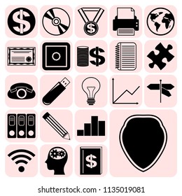 Set of 22 business high quality icons or symbols. Collection. Detailed design. Vector Illustration.