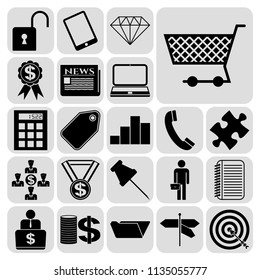 Set of 22 business high quality icons. Collection. Amazing desing. Vector Illustration.