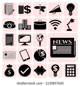 Set of 22 business high quality symbols. Collection. Detailed design. Vector Illustration.