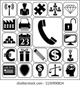 Set of 22 business high quality symbols. Collection. Flat design. Vector Illustration.