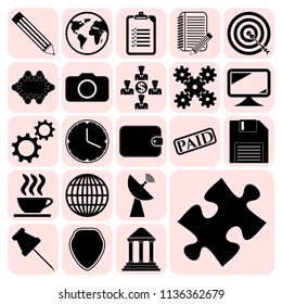Set of 22 business high quality symbols or icons. Collection. Detailed design. Vector Illustration.