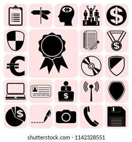 Set of 22 business high quality icons. Collection. Flat design. Vector Illustration.
