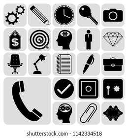 Set of 22 business high quality icons. Collection. Flat design. Vector Illustration.