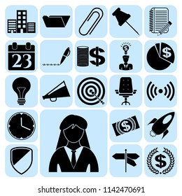 Set of 22 business high quality symbols. Collection. Detailed design. Vector Illustration.