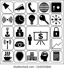 Set of 22 business high quality symbols or icons. Collection. Amazing desing. Vector Illustration.