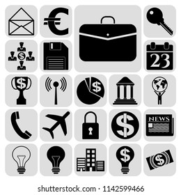 Set of 22 business high quality icons or symbols. Collection. Amazing desing. Vector Illustration.