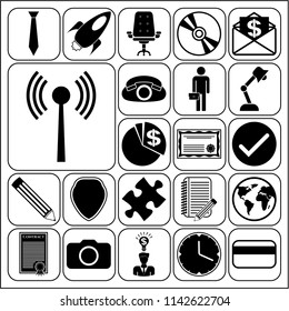 Set of 22 business high quality symbols or icons. Collection. Flat design. Vector Illustration.