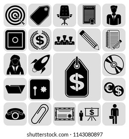 Set of 22 business high quality icons or symbols. Collection. Amazing desing. Vector Illustration.