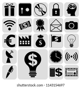 Set of 22 business high quality icons or symbols. Collection. Detailed design. Vector Illustration.