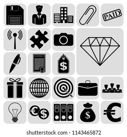 Set of 22 business high quality icons or symbols. Collection. Amazing desing. Vector Illustration.