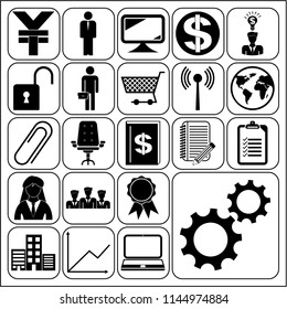 Set of 22 business high quality symbols or icons. Collection. Amazing desing. Vector Illustration.
