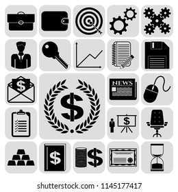 Set of 22 business high quality symbols. Collection. Flat design. Vector Illustration.