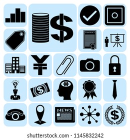 Set of 22 business high quality icons. Collection. Flat design. Vector Illustration.