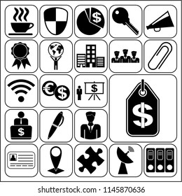 Set of 22 business high quality symbols or icons. Collection. Detailed design. Vector Illustration.