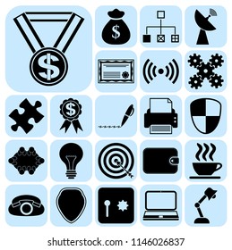 Set of 22 business high quality symbols or icons. Collection. Amazing desing. Vector Illustration.