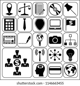Set of 22 business high quality symbols. Collection. Flat design. Vector Illustration.