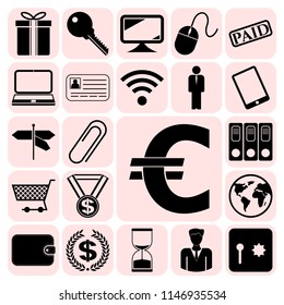 Set of 22 business high quality symbols or icons. Collection. Amazing desing. Vector Illustration.