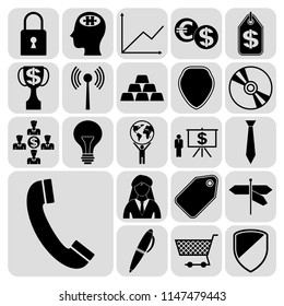 Set of 22 business high quality symbols. Collection. Detailed design. Vector Illustration.