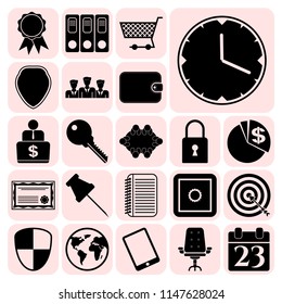 Set of 22 business high quality symbols or icons. Collection. Detailed design. Vector Illustration.