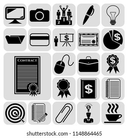 Set of 22 business high quality icons. Collection. Detailed design. Vector Illustration.