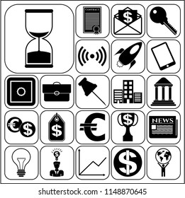 Set of 22 business high quality symbols or icons. Collection. Detailed design. Vector Illustration.