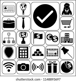 Set of 22 business high quality symbols or icons. Collection. Amazing desing. Vector Illustration.