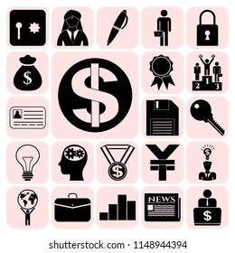 Set of 22 business high quality icons or symbols. Collection. Amazing desing. Vector Illustration.