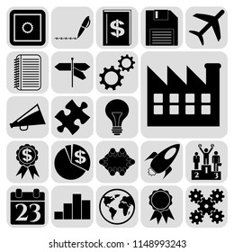 Set of 22 business high quality icons. Collection. Flat design. Vector Illustration.