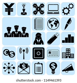 Set of 22 business high quality symbols or icons. Collection. Amazing desing. Vector Illustration.