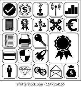 Set of 22 business high quality icons or symbols. Collection. Detailed design. Vector Illustration.