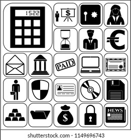 Set of 22 business high quality symbols. Collection. Detailed design. Vector Illustration.