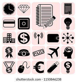 Set of 22 business high quality symbols. Collection. Detailed design. Vector Illustration.