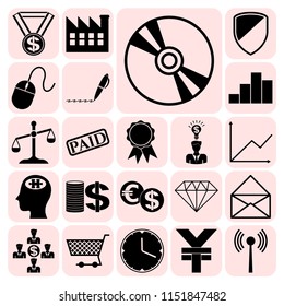 Set of 22 business high quality icons. Collection. Detailed design. Vector Illustration.