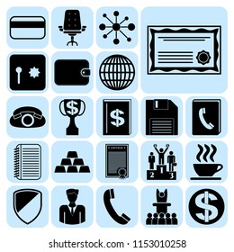Set of 22 business high quality symbols. Collection. Flat design. Vector Illustration.