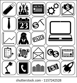 Set of 22 business high quality icons or symbols. Collection. Amazing desing. Vector Illustration.